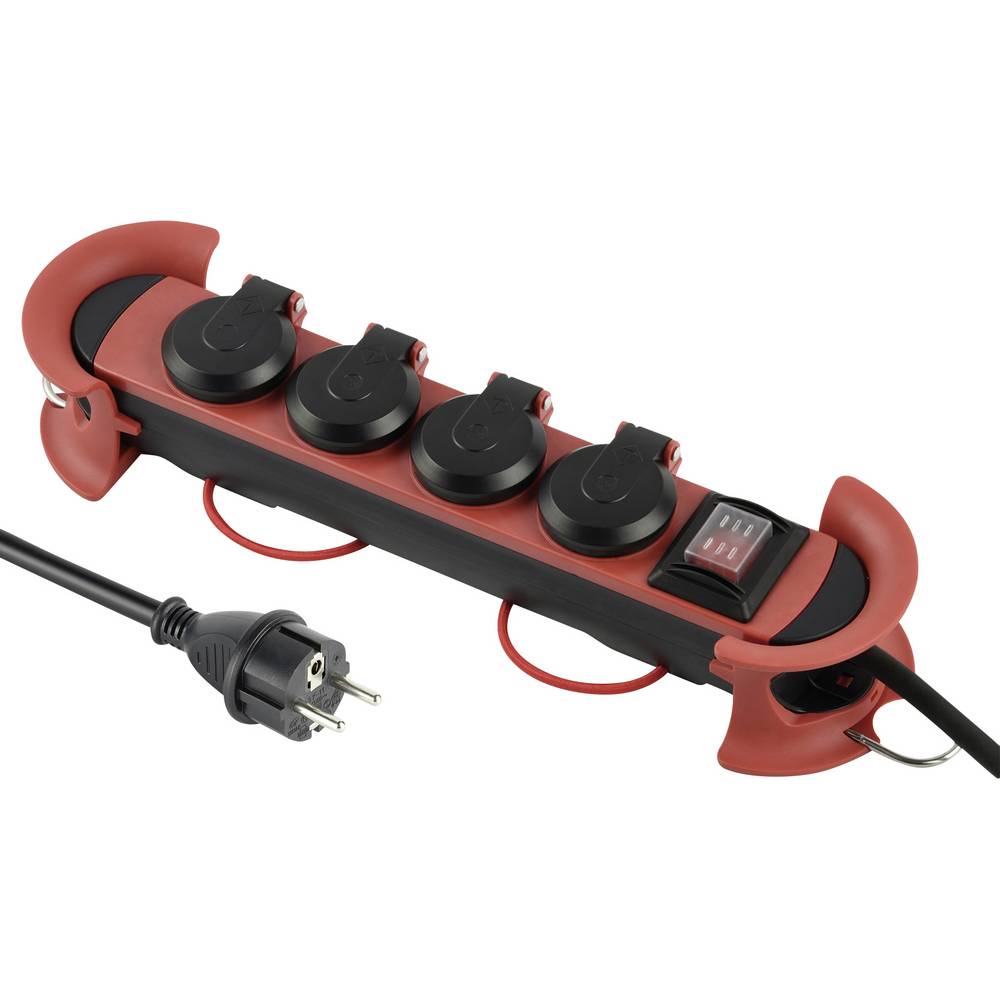Maxtrack NV 61-3 L Steckdosenleiste Mit Schalter Schwarz/Rot Schutzkontakt 1 St.