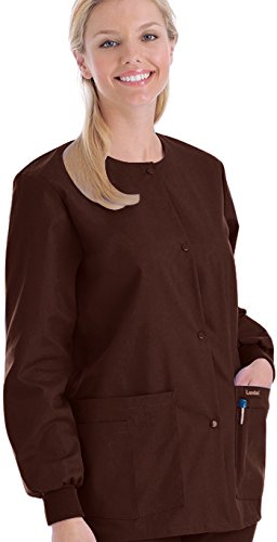 Landau Women S Essentials Classic Relaxed Fit Breathable Fade Resistant 4 Pockets Snap Warm-up Scrub  Style 7525