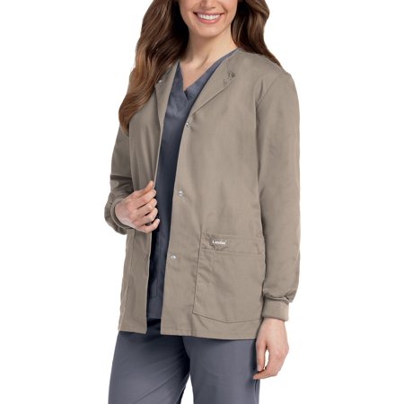 Landau Essentials Relaxed Fit 4-Pocket Snap-Front Scrub Jacket for Women 7525