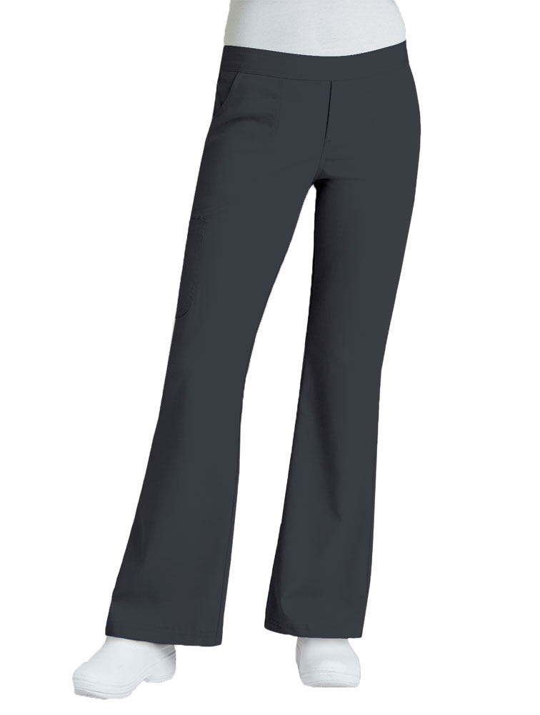 Urbane Women's Bailey Drawstring Stretch Cargo Scrub Pant, Graphite, Medium Petite