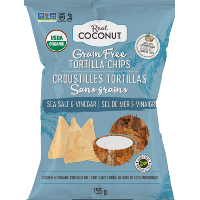The Real Coconut Grain Free Tortilla Chips Sea Salt & Vinegar