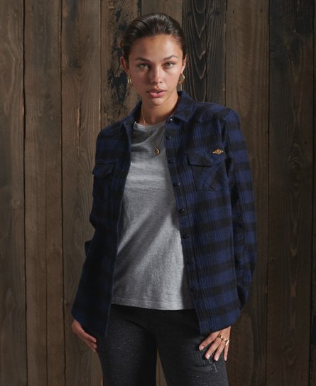 Superdry Women's Buffalo Flannel Shirt Blue Size: 6