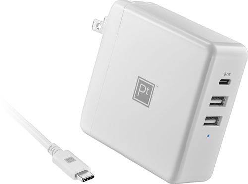 Platinum™ - 95W 8’ USB-C 3-Port Wall Charger with 87W USB-C Power Delivery for MacBook, iPad, iPhone, Chromebook or USB-C Laptops - White