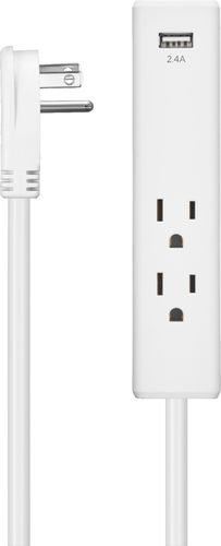 Insignia™ - 2-Outlet/1-USB Power Strip - White