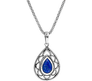 Artisan Crafted Sterling Openwork Lapis Pend an W/ Chain