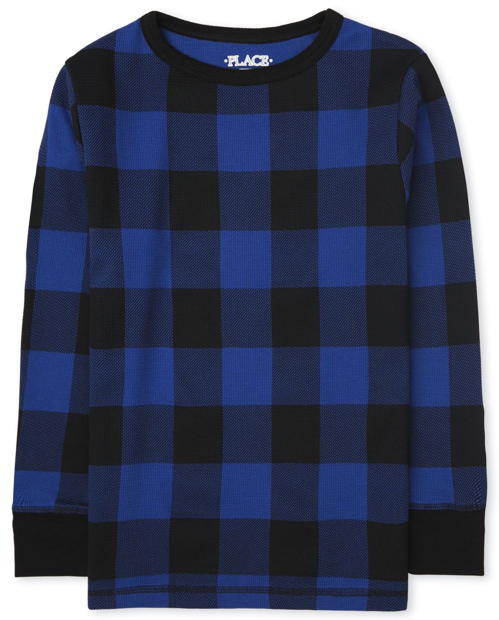 The Children's Place Boys Buffalo Plaid Thermal Top | Size Small (5/6) | Blue | Cotton/Polyester