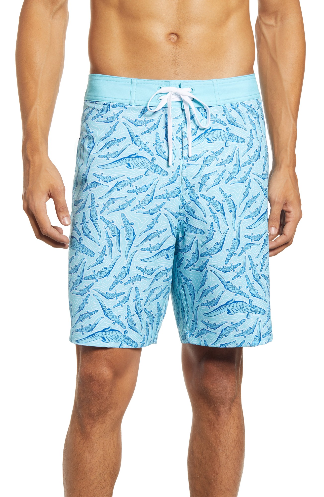 Men's Southern Tide Gator Frenzy Water Board Shorts, Size Medium - Blue