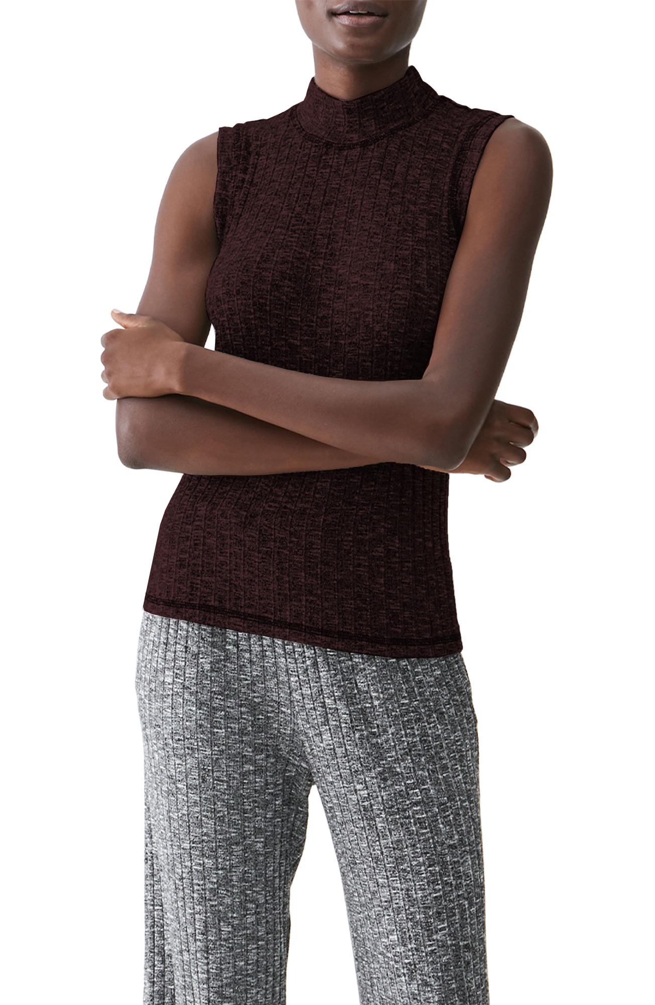 Women's Michael Stars Violet Mock Neck Tank, Size One Size - Purple