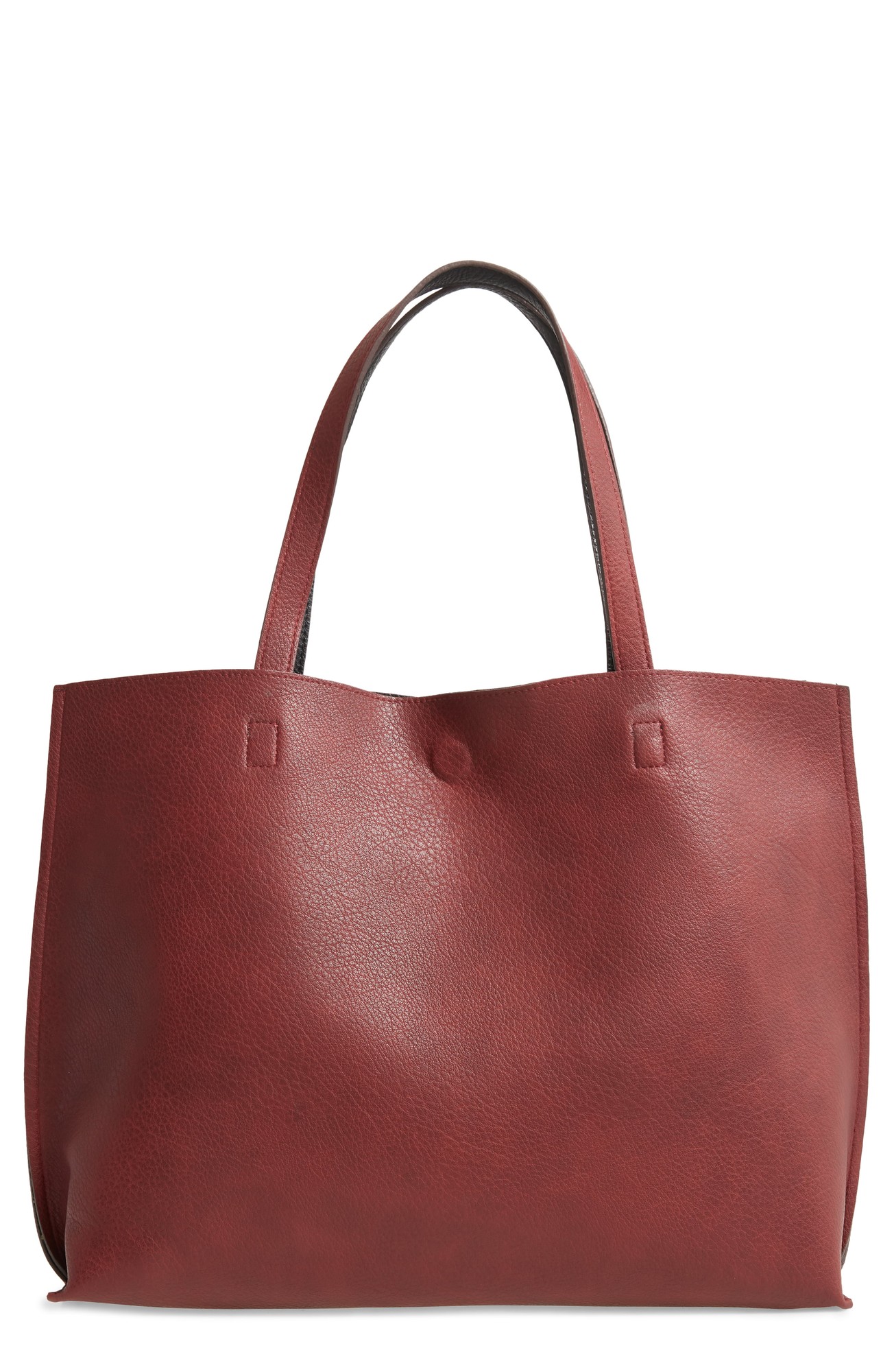 Street Level Reversible Faux Leather Tote - Burgundy