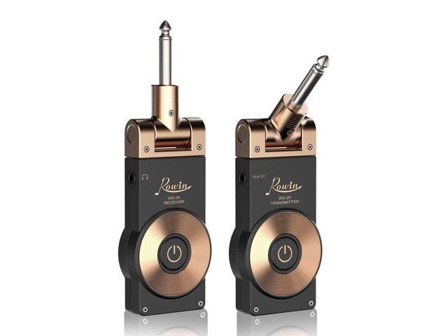 Rowin 2.4G Rechargeable Guitar Wireless Transmitter Receiver Wireless Guitar System with 8 Hours Working Time (Golden Plug)