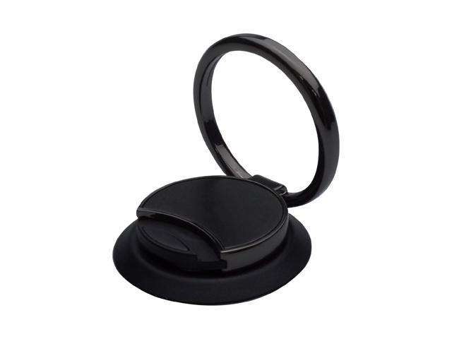 ELECOM Finger Ring Holder Compatible with Wireless Qi Charging/Easy Pop up/Refill Film Included/Stand/Kickstand Black P-STRRMBK