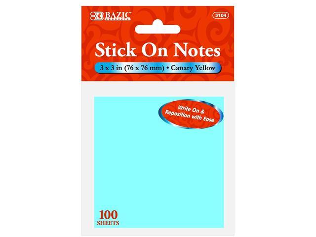 BAZIC 100 Ct. 3 X 3 Inches Yellow Stick on Notes (5104-24)