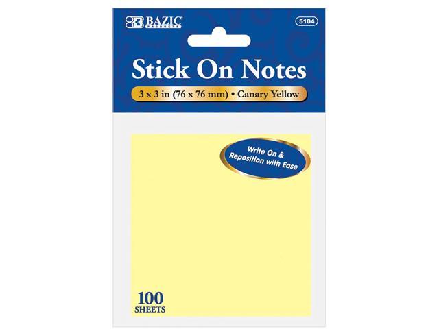 BAZIC 100 Ct. 3 X 3 Inches Yellow Stick on Notes (5104-288)