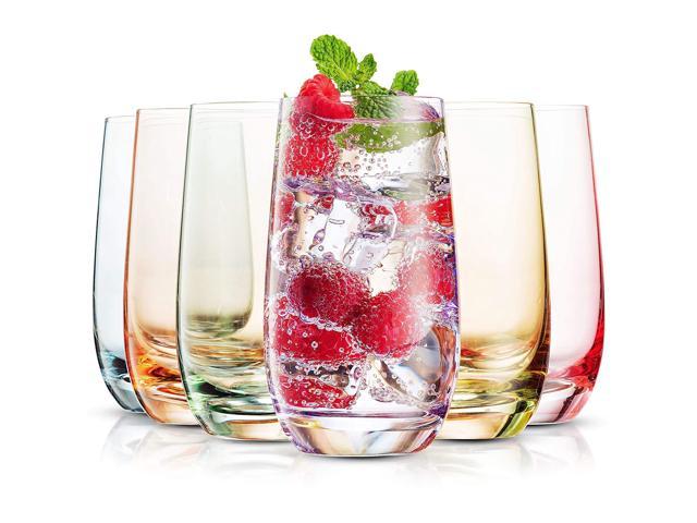 MITBAK 13- OZ Colored Highball Glasses (Set of 6) Lead Free Drinking Glasses Tumblers for Mixed Drinks, Water, Juice Beer, Cocktail Glassware.