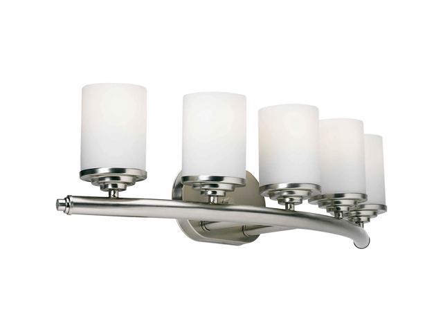 Forte Lighting 5105-05-55 Transitional 5 Light Vanity Fixture, Brushed Nickel Finish with Satin Opal Glass