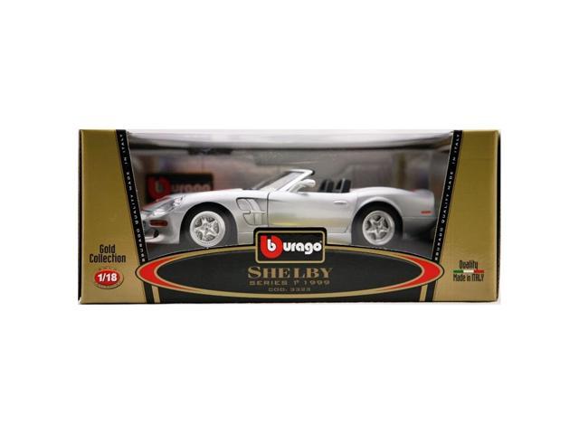 Burago 1/18 Scale Diecast 3323 Shelby Series 1 1999 Silver Red Model Car