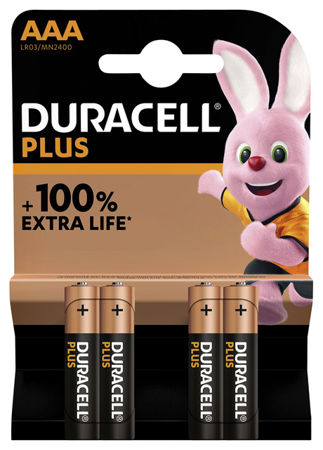 Duracell AAA Plus 100 Batteries (4 Pack), Black