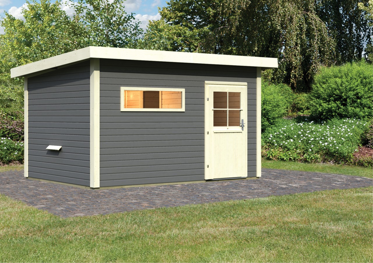 Karibu  Saunahaus SUVA 3 3,96 X 2,31 M Mit Vorraum Terragrau  Ohne Ofen 6229