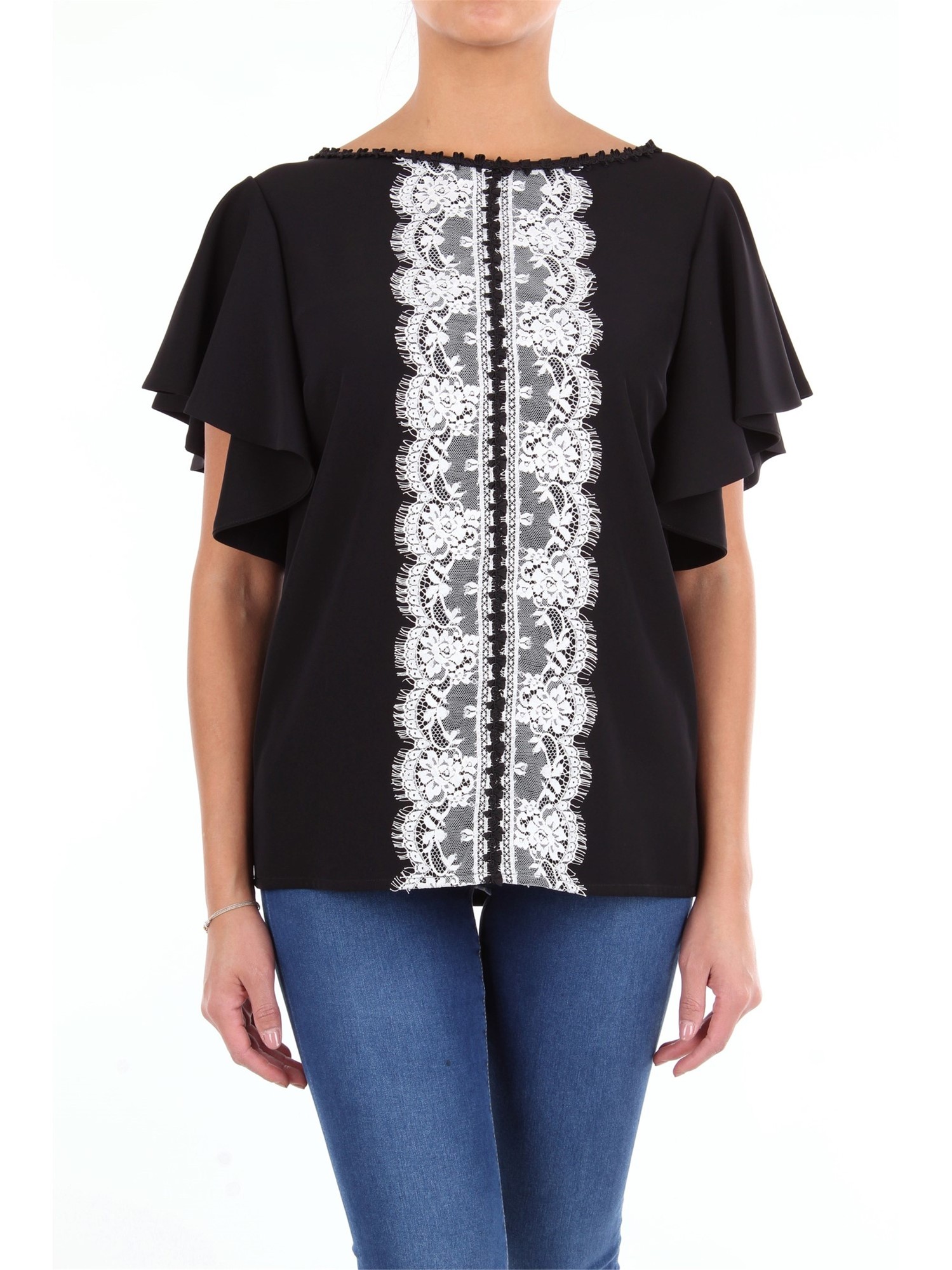 BLUMARINE Blouses Women Black and White Polyester - Elastane