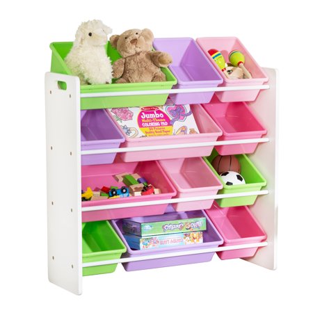 Honey-can-do SRT-01603 Kids Toy Organizer and Storage Bins, White/Pastel - 12 X Bin - 36