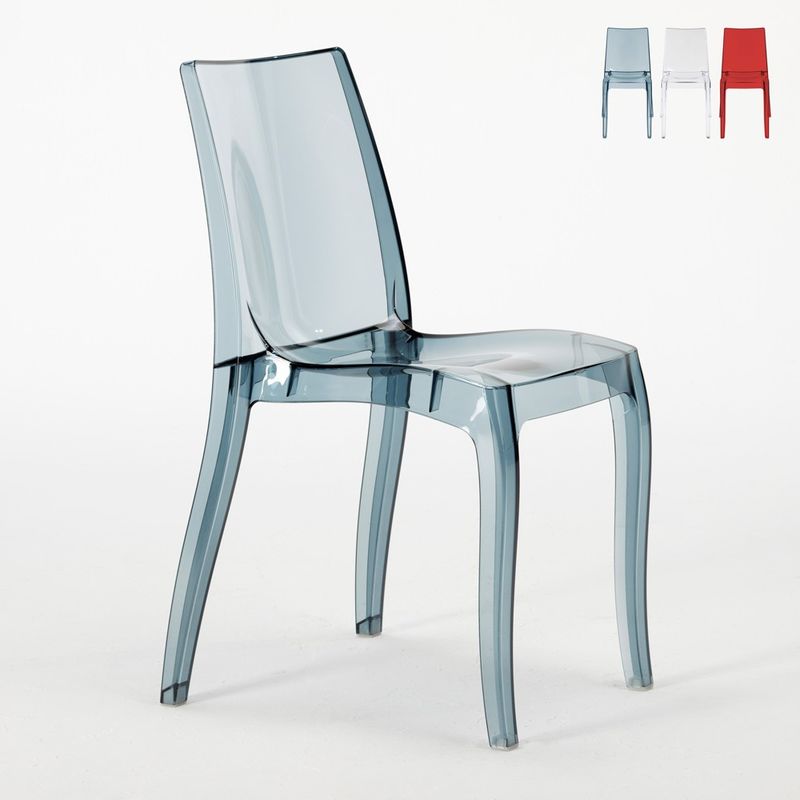 18 Chaises CRISTAL LIGHT Grand Soleil Transparent Promo Offre Stock Pour Bar Café | Noir Anthracite Transparent