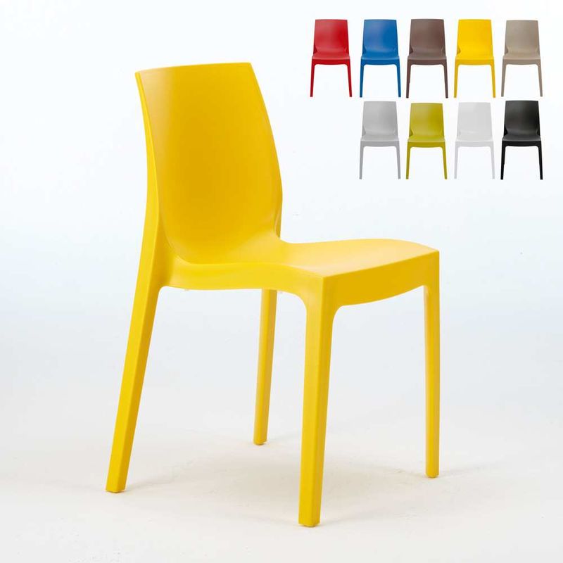 22 Chaises ROME En Polypropylène Empilable Bar Café Promo Offre Stock | Jaune - Grand Soleil