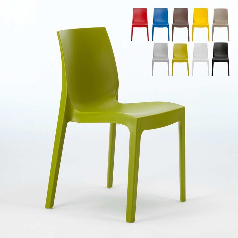 22 Chaises ROME Grand Soleil En Polypropylène Empilable Bar Café Promo Offre Stock | Anis Vert