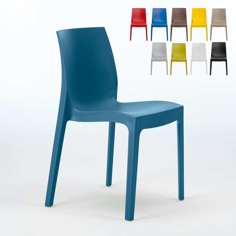 22 Chaises ROME Grand Soleil En Polypropylène Empilable Bar Café Promo Offre Stock | Bleu