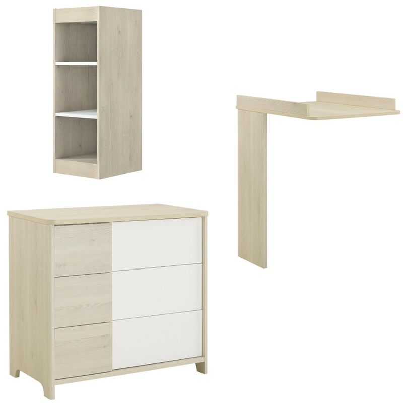 Calicosy - Commode à Langer Petite Bibliothèque Pin Blanchi Sacha - Fabrication Française