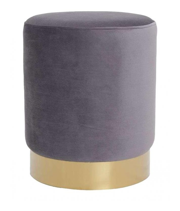 Pouf En Velours Gris Et Métal Doré - HOMELINA FRANCE