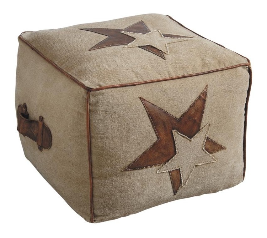Homelina France - Pouf étoile En Coton Et Cuir