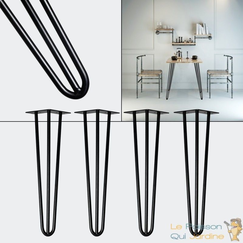 4 Pieds De Tables De 71 Cm De Haut. Design Loft Et Industriel - Noir - LE POISSON QUI JARDINE