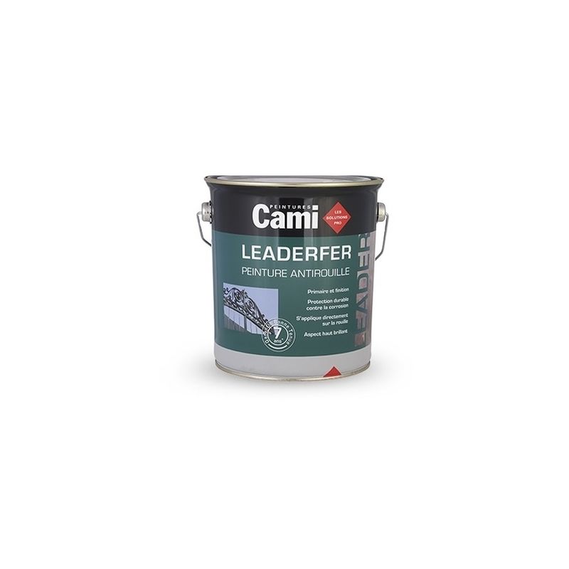 LEADERFER Noir Mat Ferronerie 2,5L -Laque Antirouille Brillante Pour Toutes Vos Ferrures- CAMI