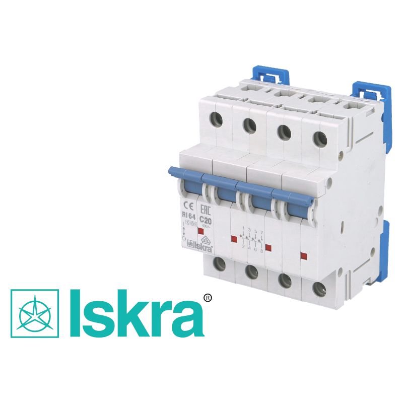 Disjoncteur Tetrapolaire Modulaire 20A Courbe C Iskra