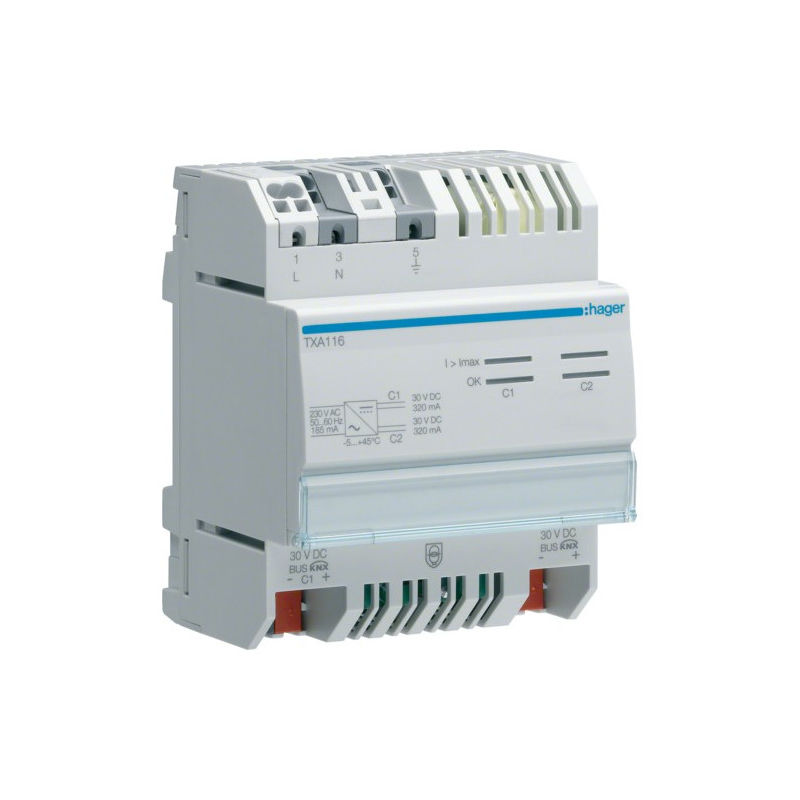Hager - Alimentation Bus 2x30V TBTS 320mA (TXA116)