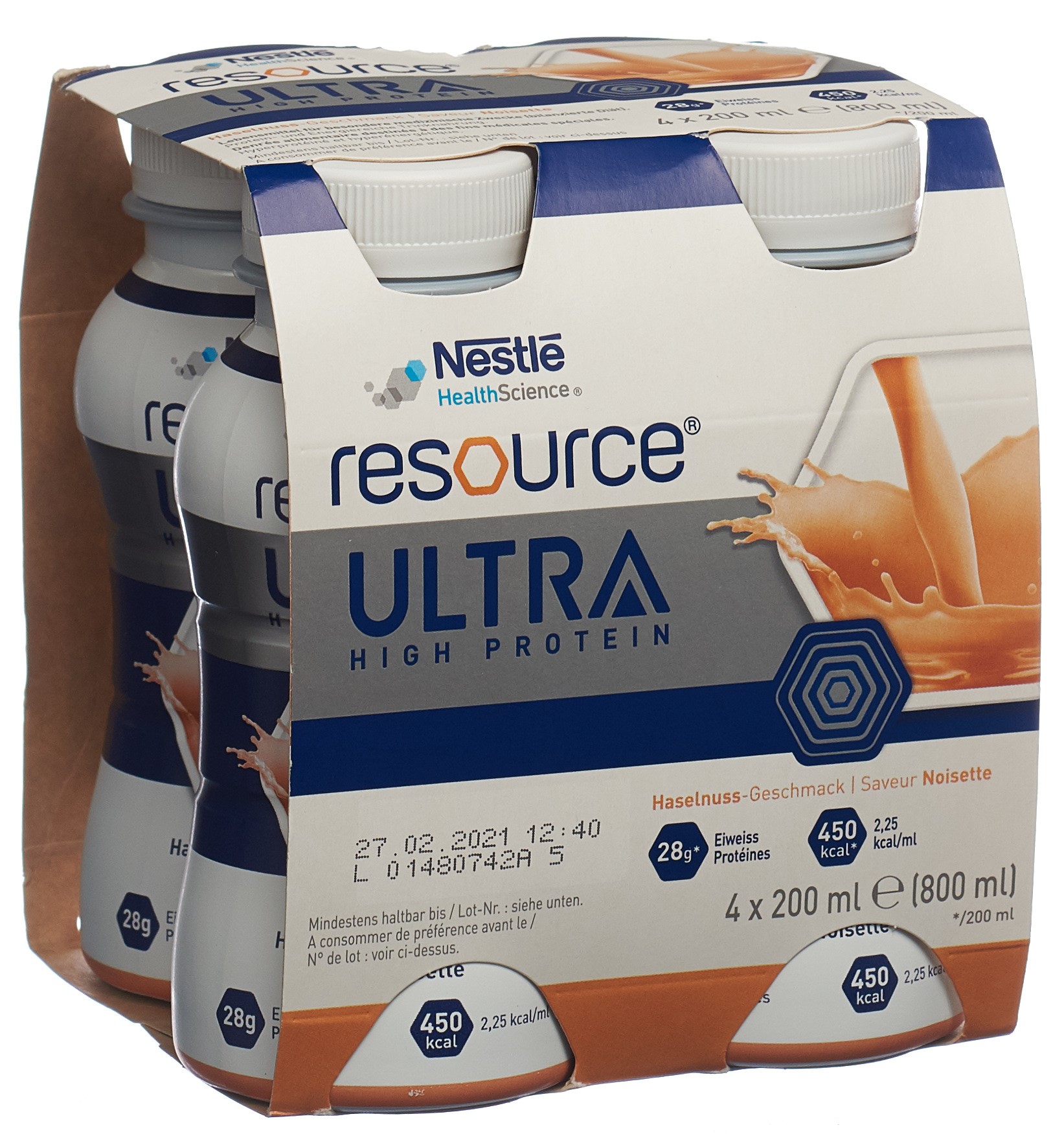 Resource Ultra High Protein Haselnuss (4x200 Ml)