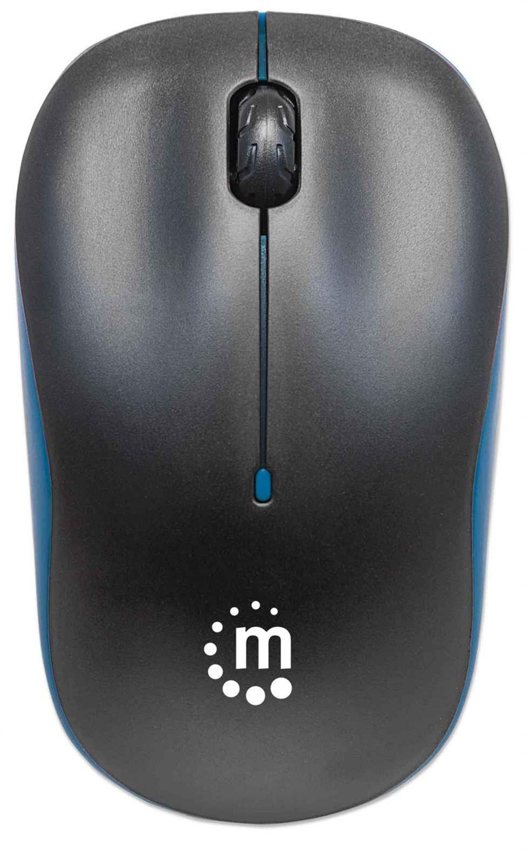 Manhattan Success Wireless Mouse (Promo) Black/Blue 1000dpi 2.4Ghz (up to 10m) USB Optical Three Button with Scroll Wheel USB Micro Receiver AA Batter thumbnail