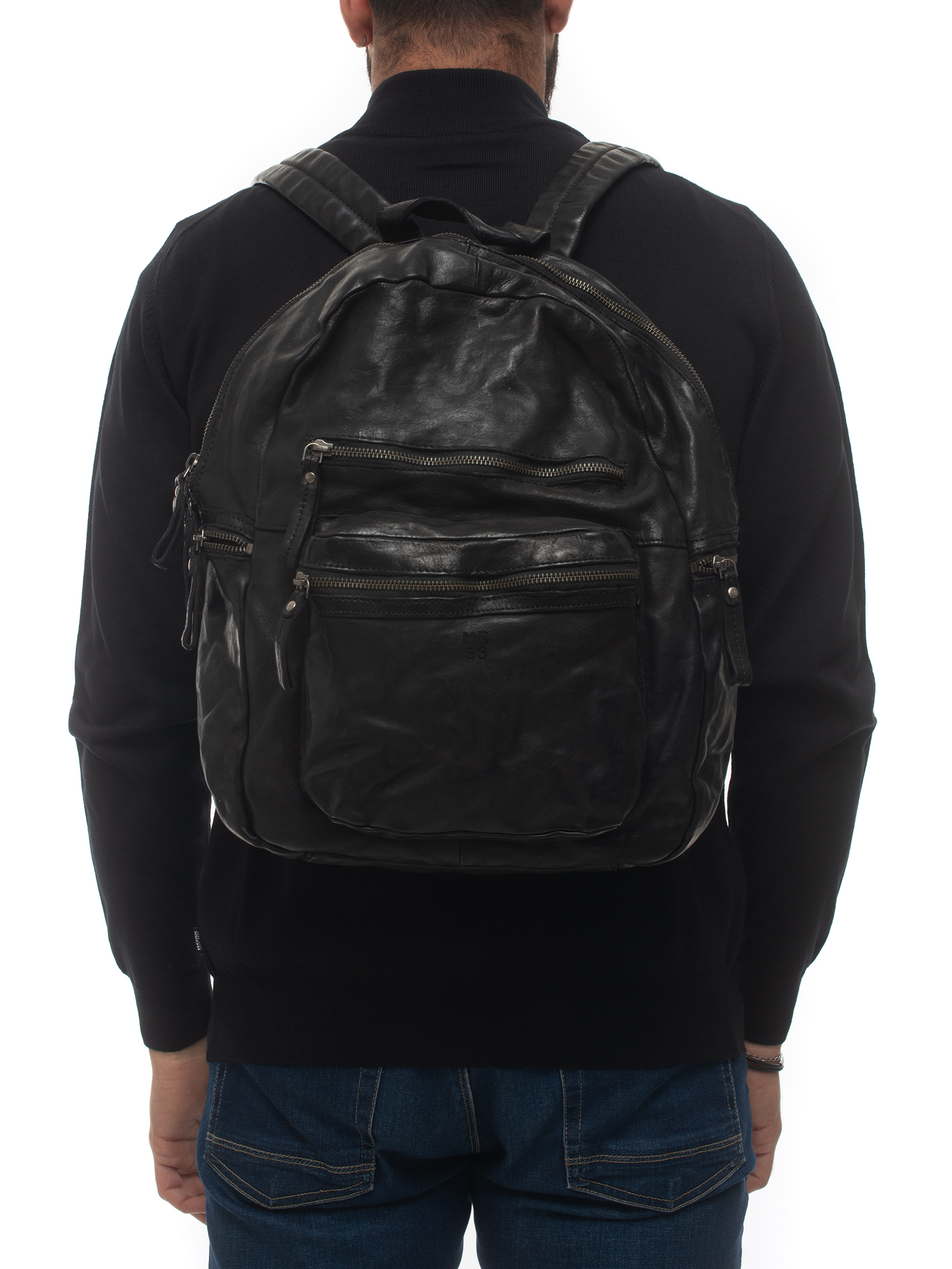 MINORONZONI 1953 Leather Rucksack Black Leather Man thumbnail
