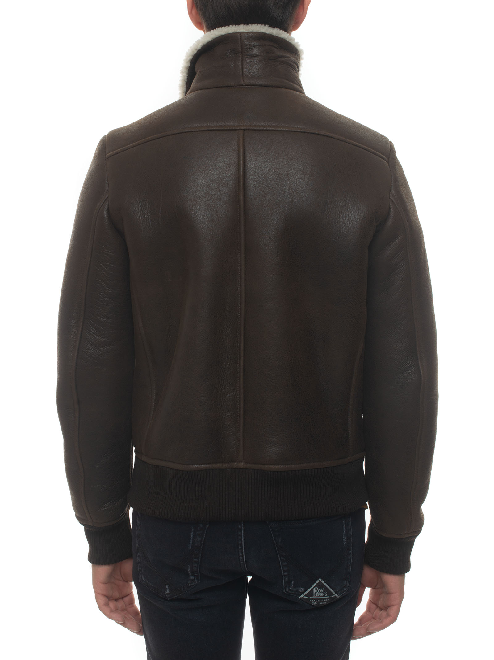MINORONZONI 1953 Leather Harrington Jacket Brown Sheepskin Man thumbnail