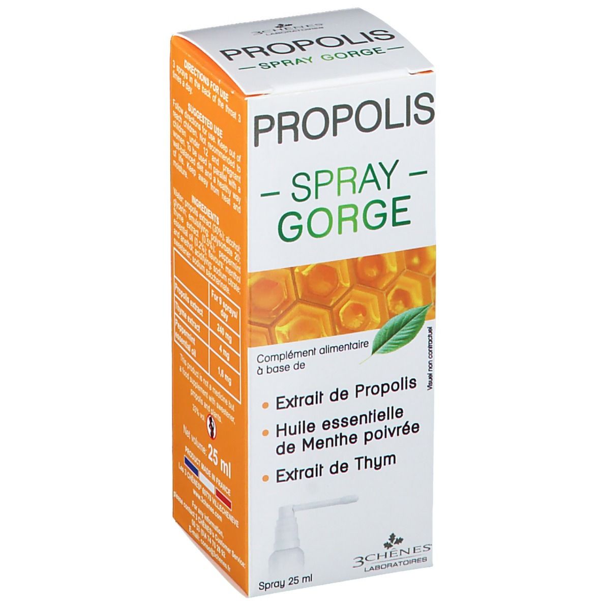 Les 3 Chenes Propolis Throat Spray Eases and Soothes 25ml