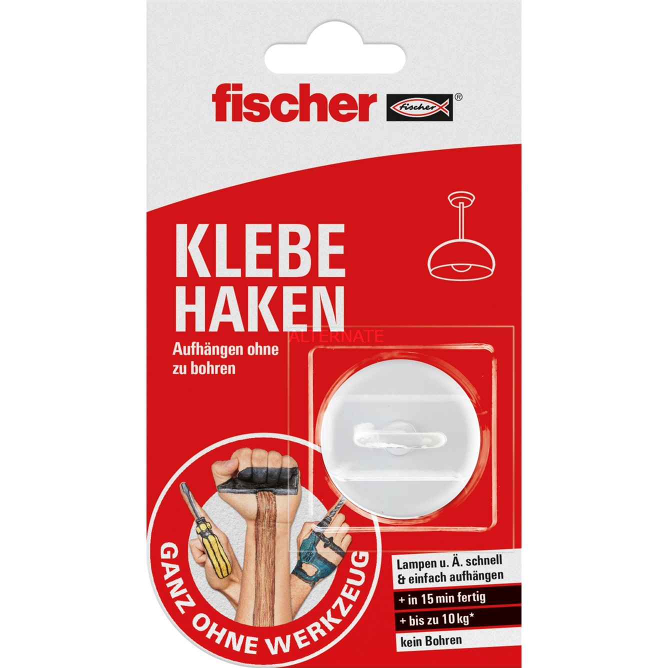 Fischer 545950 Adhesive Hook 1pc Stick-on for Safe Drill-free Hanging