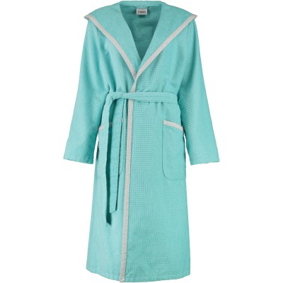 Cawö - Damen Bademantel Leichtvelours - Kapuze 2312 - Farbe: Mint - 404 Größe: XL