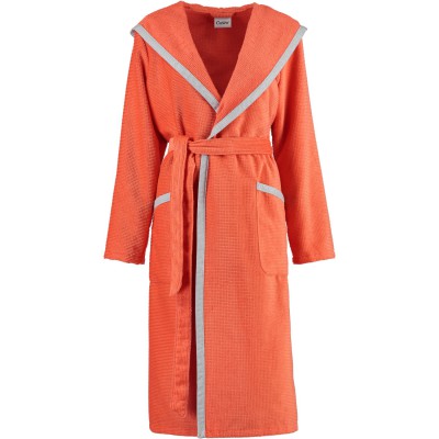 Cawö - Damen Bademantel Leichtvelours - Kapuze 2312 - Farbe: Papaya - 322 Größe: XL