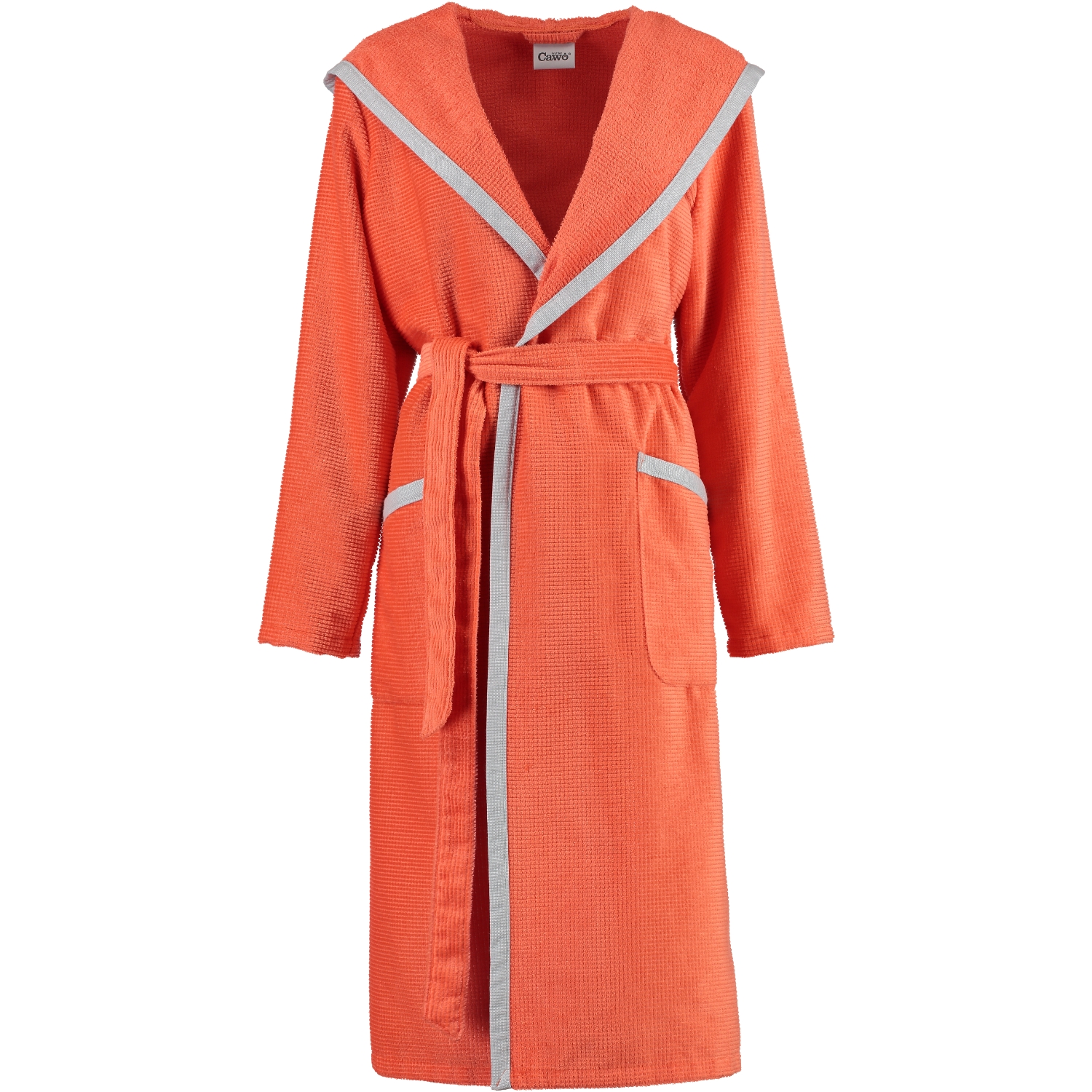 Cawö - Damen Bademantel Leichtvelours - Kapuze 2312 - Farbe: Papaya - 322 Größe: XL thumbnail