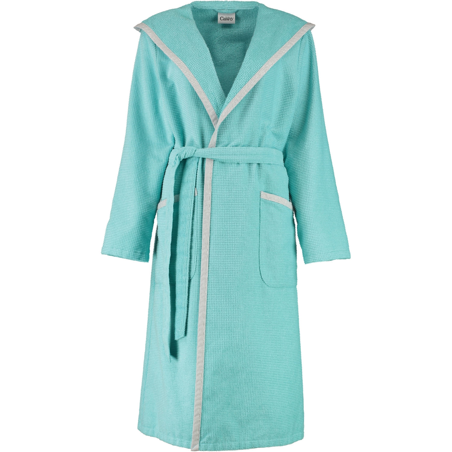 Cawö - Damen Bademantel Leichtvelours - Kapuze 2312 - Farbe: Mint - 404 Größe: S thumbnail
