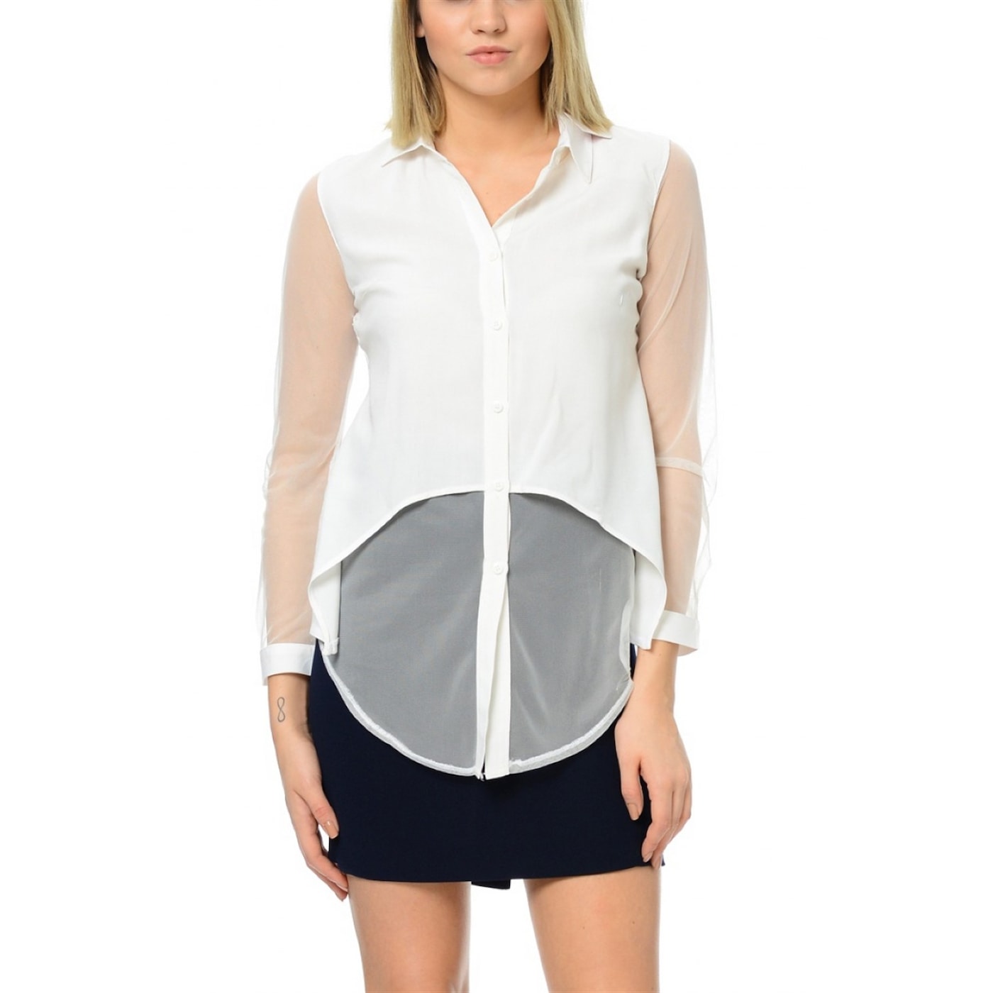 Z4940 DEWBERRY WOMEN's SHIRT-WHITE