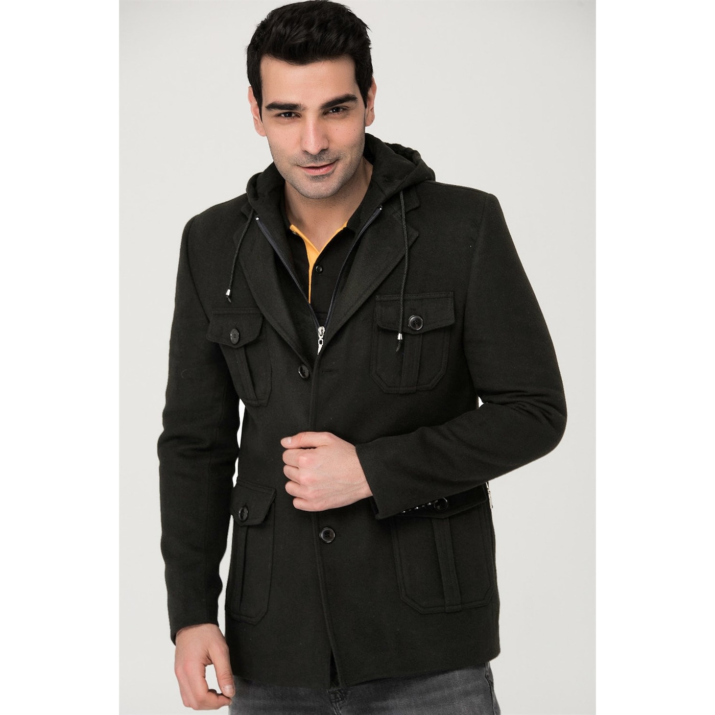 K7536 DEWBERRY MEN's COAT-BLACK