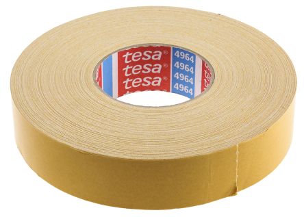 Tesa 4964 White Double Sided Cloth Tape, 0.39 Mm Thick, 7.6 N/cm 80N/cm, Cloth Backing, 38 Mm X 50 M