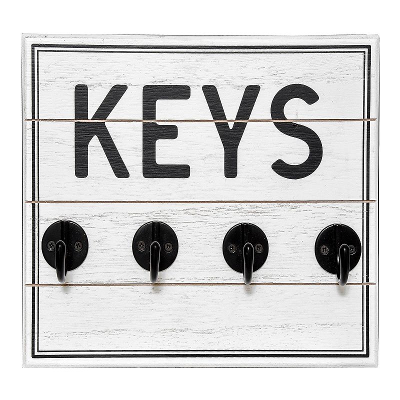 Belle Maison Keys 4-Hook Wall Decor, White