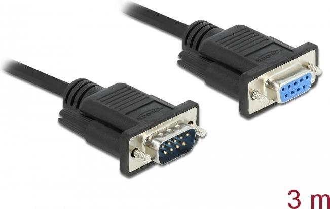DeLOCK - Serielles Verlängerungskabel - DB-9 (M) Bis DB-9 (W) - 3,0m - Daumenschrauben - Schwarz (86584)